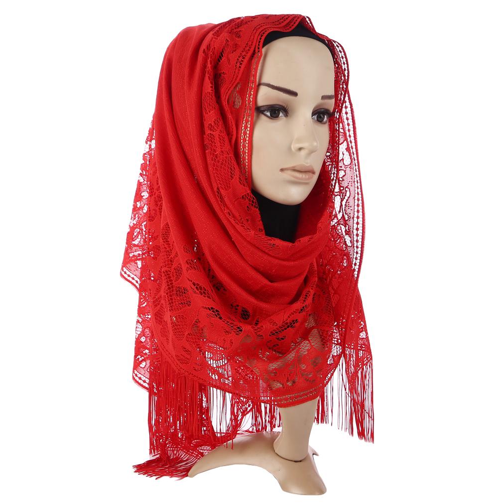 60x170cm Lace Fringe Hijab, Headscarf Shawl for Women