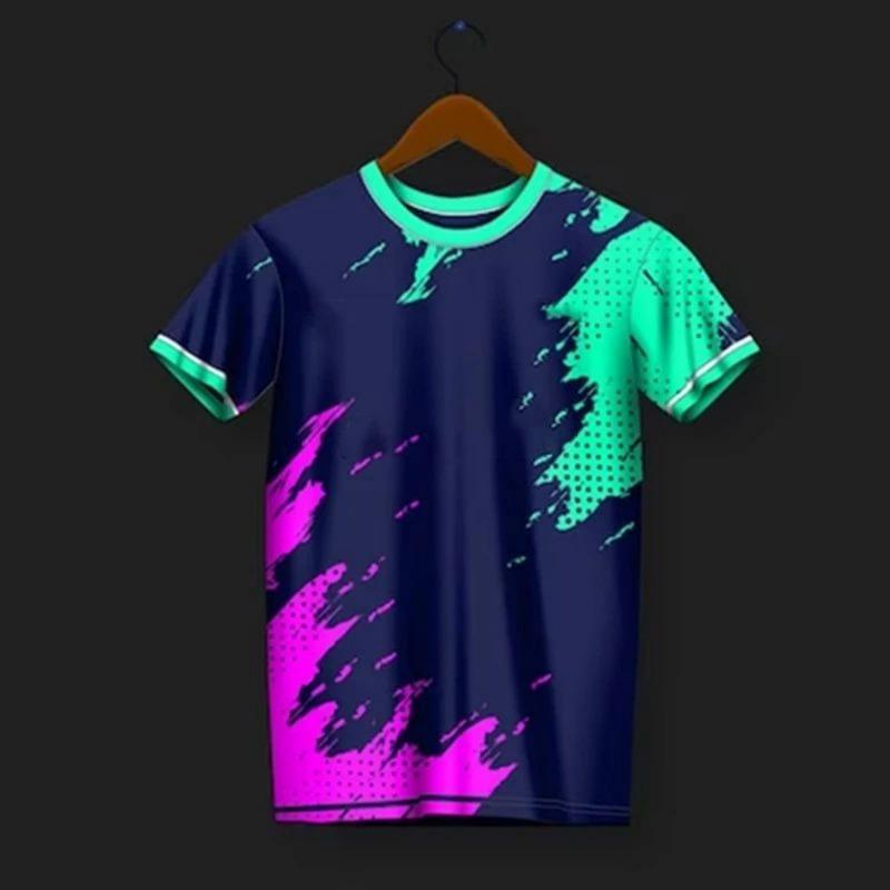 Summer Men's Breathable Round Neck Personalized Graffiti Printed