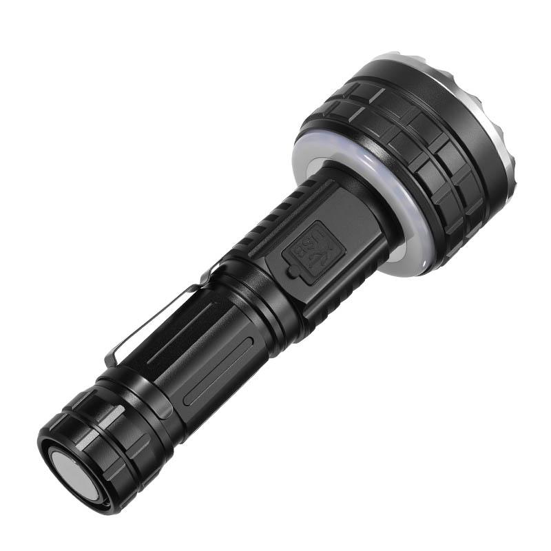 LED Powerful Rechargeable Flashlight Compact Outdoor Home Use with Digital Display Short Model Handheld Torch Light