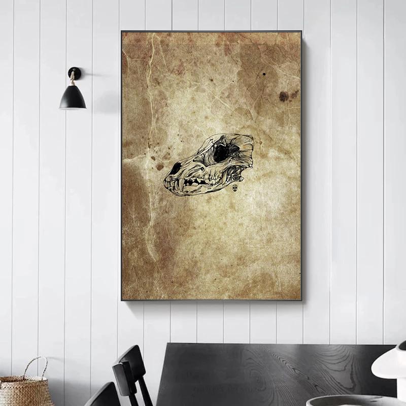 Classic Retro Mysterious Fossil Skeleton Dinosaur Art Poster Canvas Print Wall Art Pictures Living Room Bedroom Home Decoration
