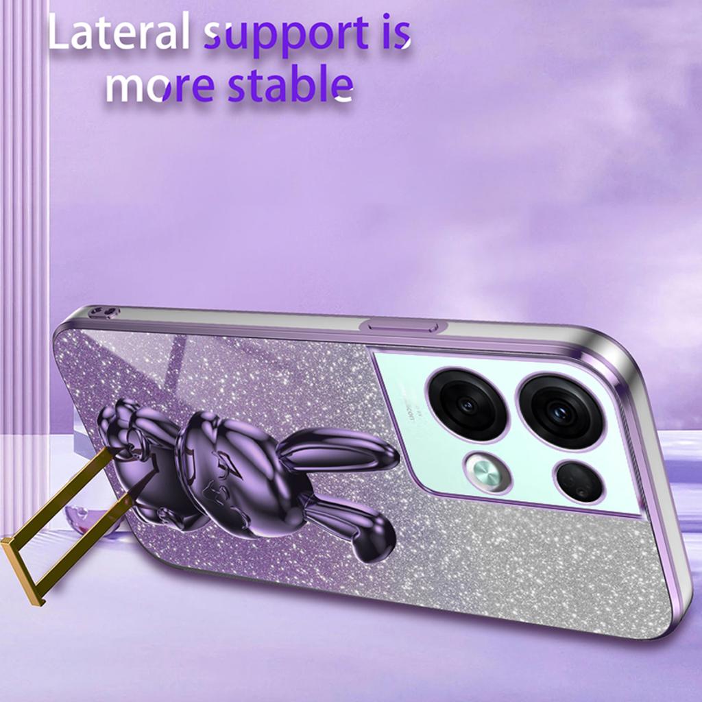 For Oppo Reno8 Pro+ 5G (Global Version) Phone Case Pull-out Kickstand PC+TPU Anti-shock Rabbit Cover
