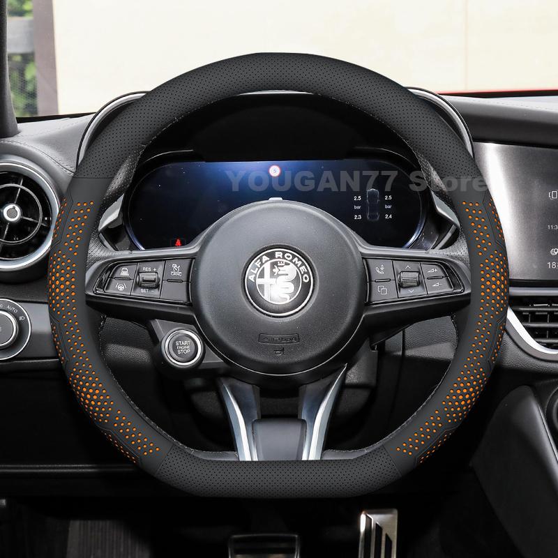 Leather Car Steering Wheel Cover For Alfa Romeo Giulia 2019-2026 Covers For Covers Auto interior Alfa Romeo Giulia Accessories
