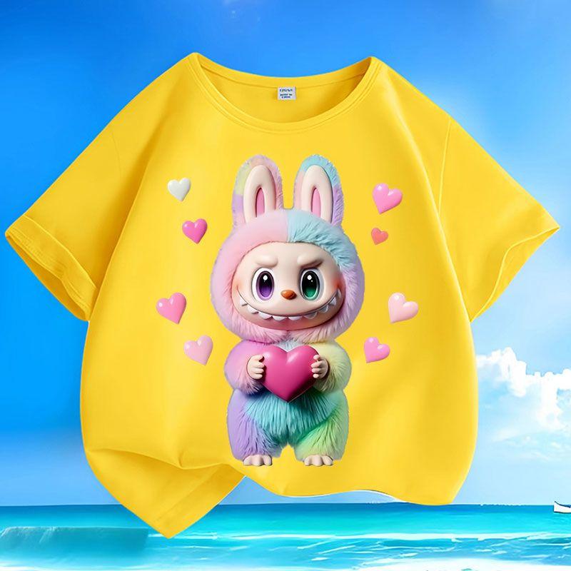 Children's Fashionable Pure Cotton Top, Cute Loose T-shirts for Boys and Girls  Summer