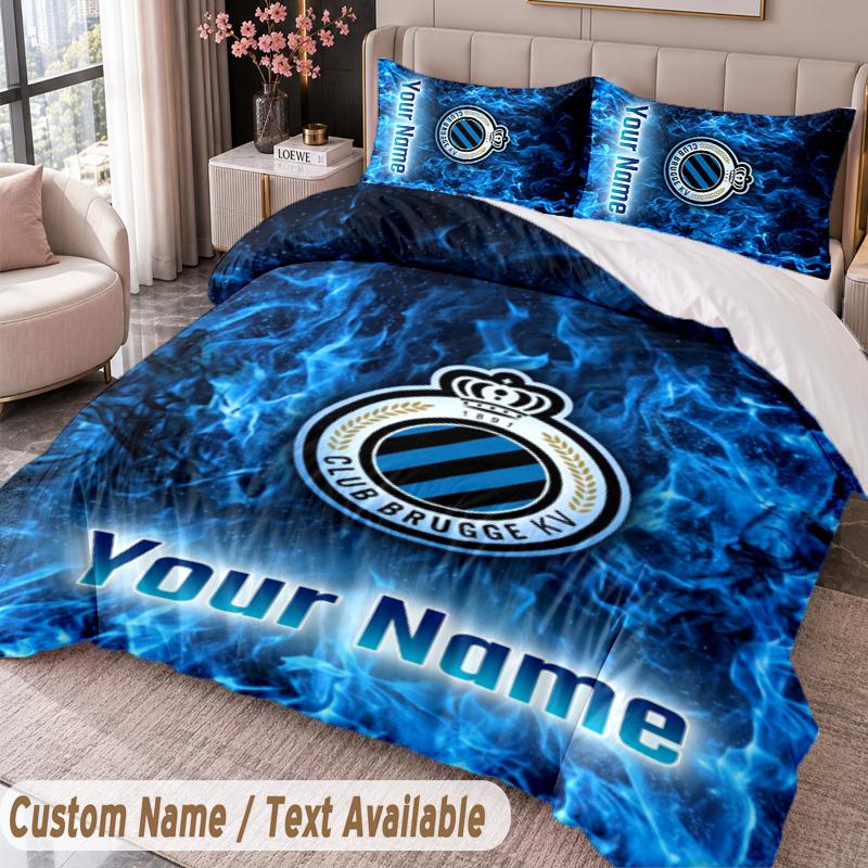 Club Brugge FC Printed Bedding Set Custom Name Text 1 Duvet Cover 2 Pillowcases For Bedroom