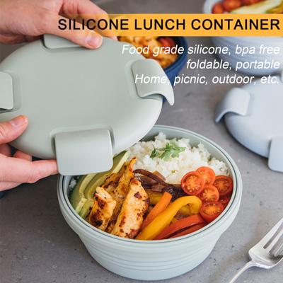 Folding Lunch Box Large Capacity Leak-proof BPA Free Silicone Portable Outdoor Picnic Bento Food