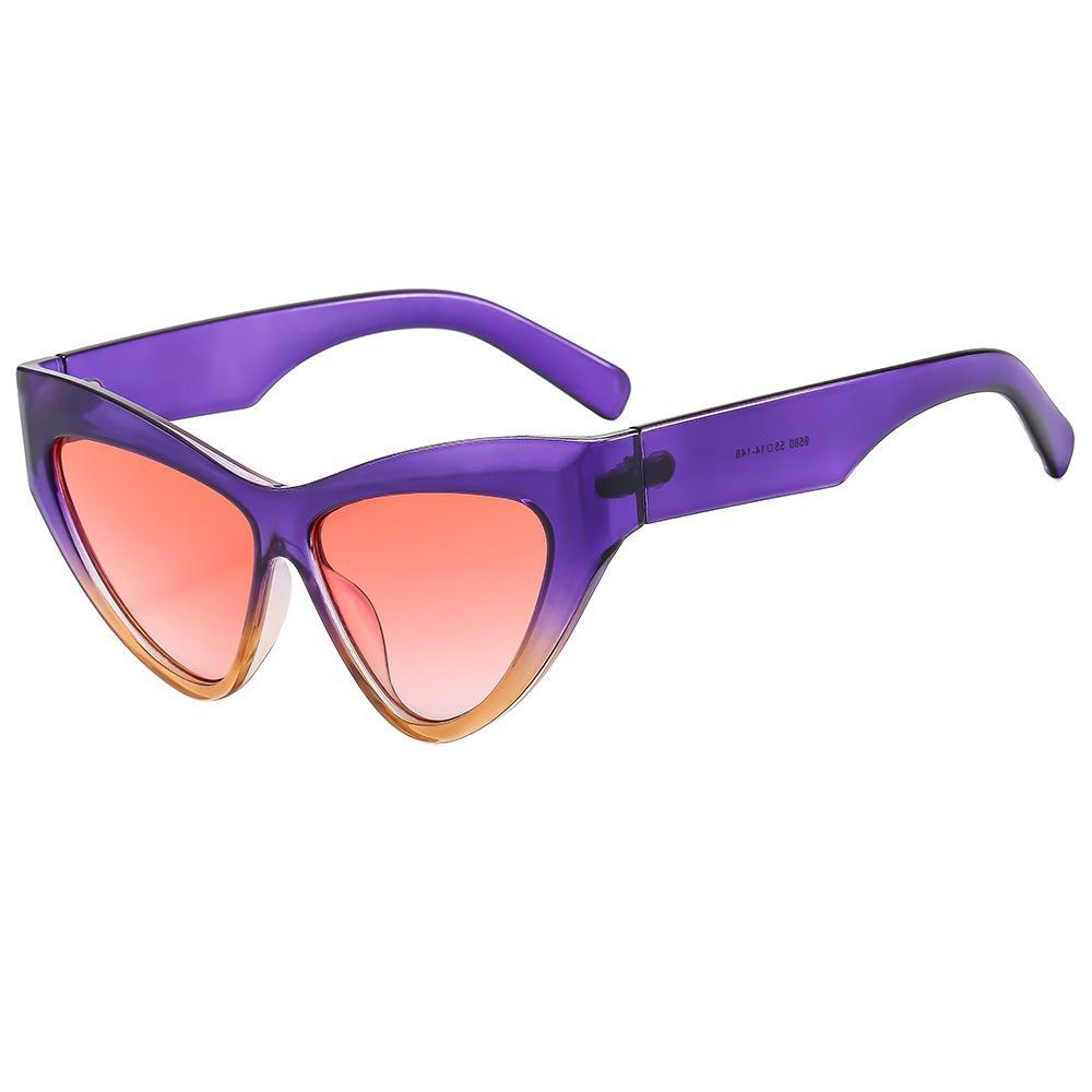 New European and American retro triangular cat eye sunglasses niche trendy cool and thin seaside vacation UV-proof sunglasses