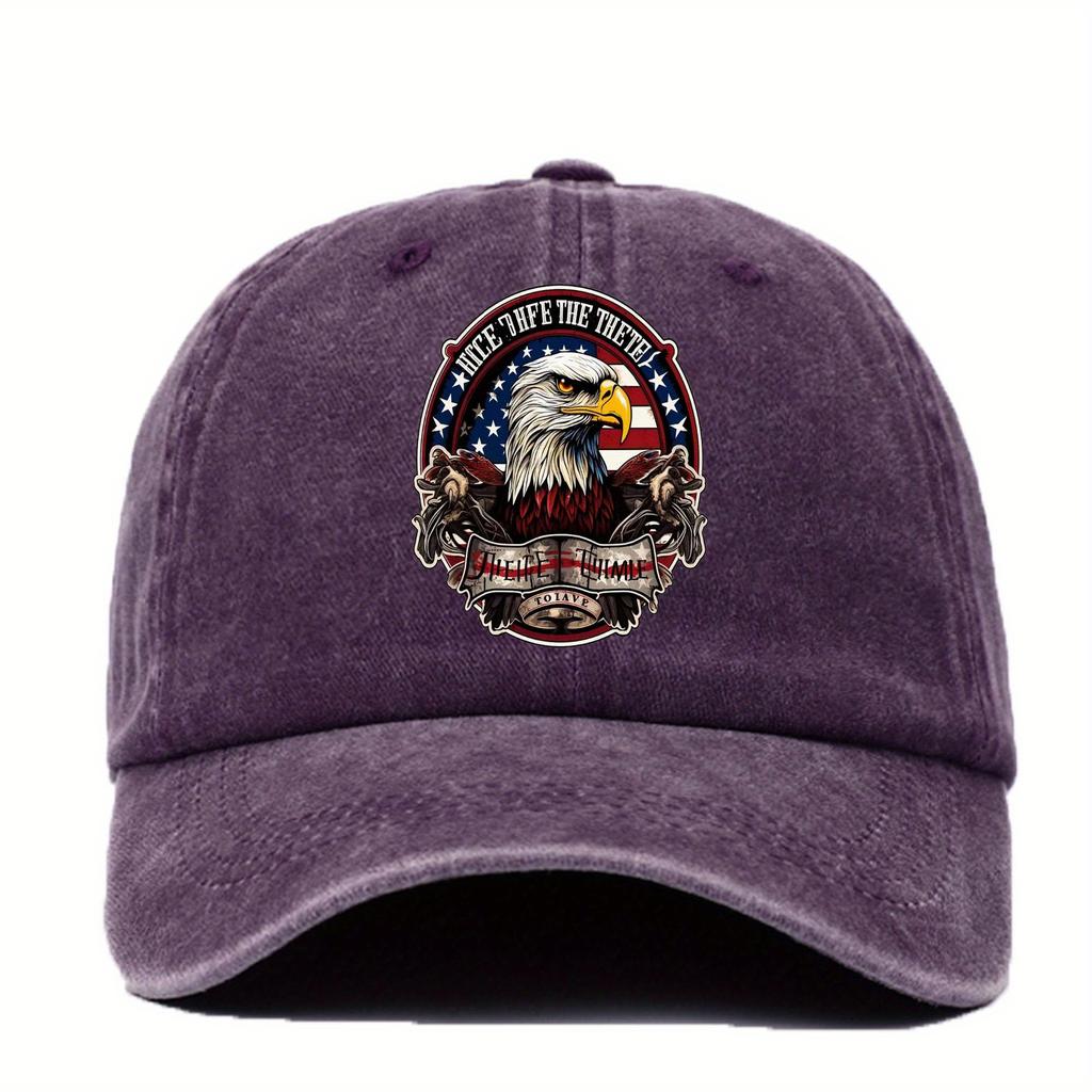 Adjustable Retro with American Flag Eagle Print Breathable Washable Hat Suitable for Casual Casual Attire Hand Washable