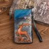 Johnature Vintage Wallet Genuine Leather Deer Head Embossed Women Long Wallets Natural Real Cowhide Hand Purse