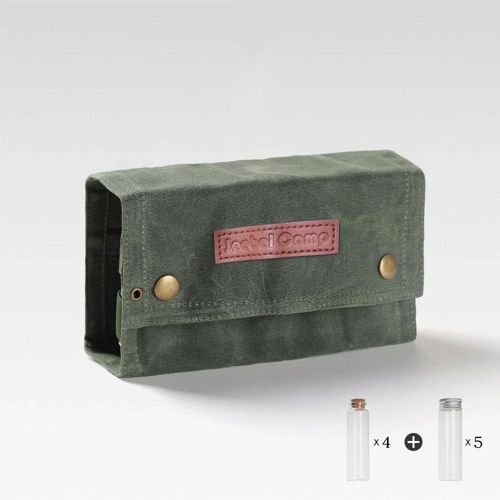 

Portable Folding Waterproof Large Capacity Spice Bottle Set Camping Hiking Bushcraft Picnic Bbq Seasoning Bag 1 Bag зелёный