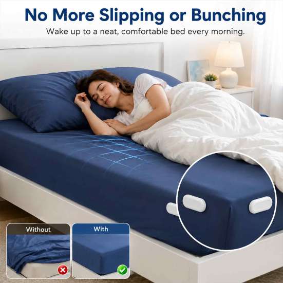 Sheet Suspender for King Queen Bed Corners Holder, Adjustable Non Slip Keep Firm Tight In Place Easy Install Mattress Gripper Clamps, Heavy