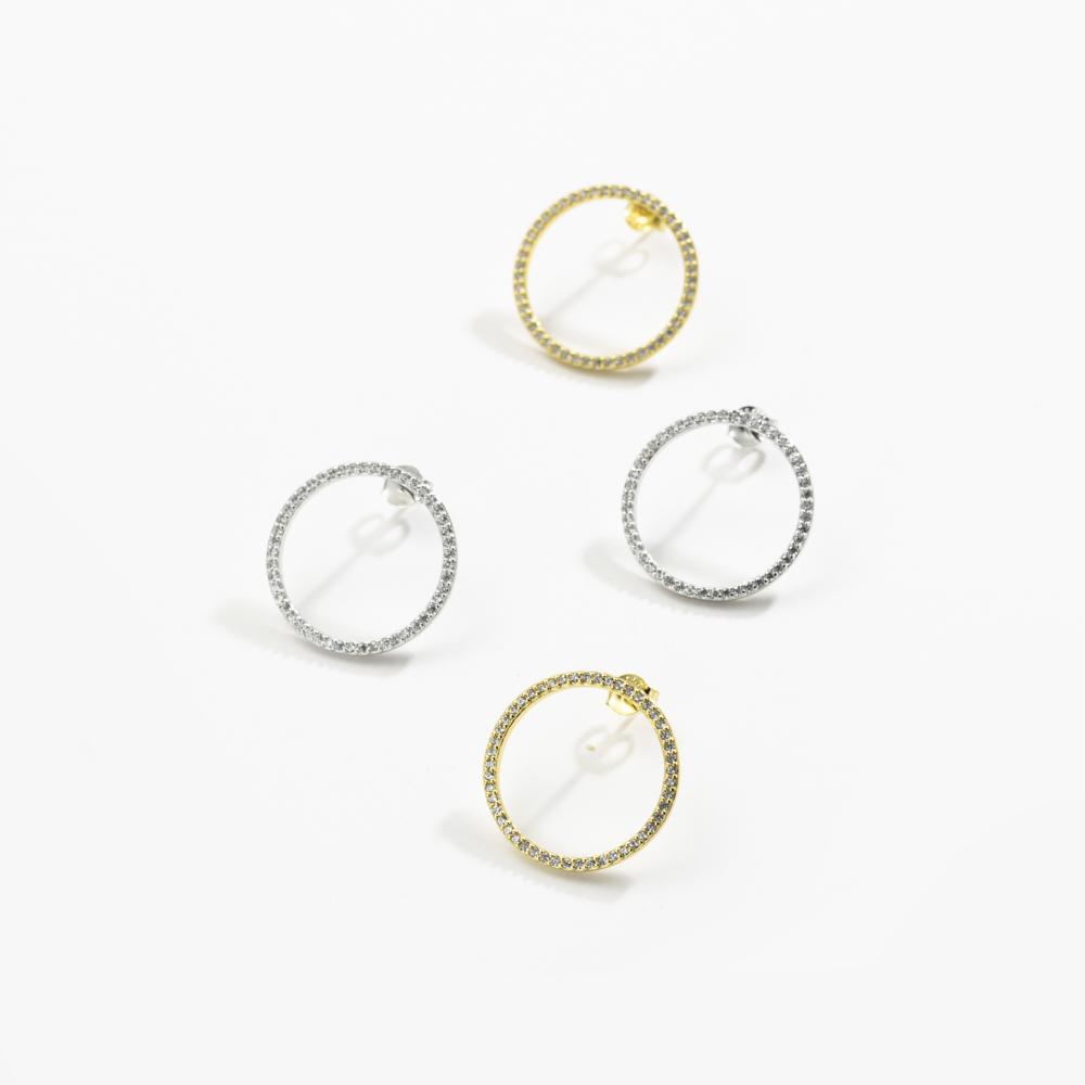 ANDYWEN Prata de Lei 925 Ouro Círculo Grande Zircônia Cúbica Cravejada Brinco Clipe Joalheria Fina de Luxo Cristal Redondo Mulheres Clipes Joias