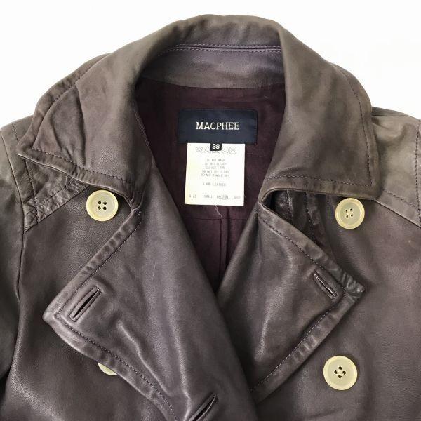 MACPHEE by Tomorrowland Sheepskin Leather Coat Dark Brown Women’s M/38 Double-Breasted(USED)