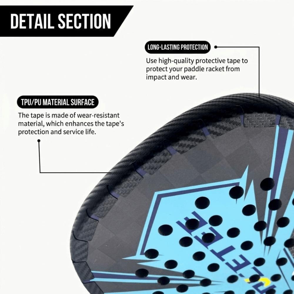 High Elastic Pickleball Racket Edge Sticker TPU Paddle Head Edge Tape  Tournament Use