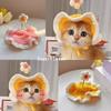 Crochet Flower Cat Hat Handmade Scalloped Pet Hat with Flower Ear Holes Cute Flower Hat for Small Medium Dogs Cats Party Photo Props