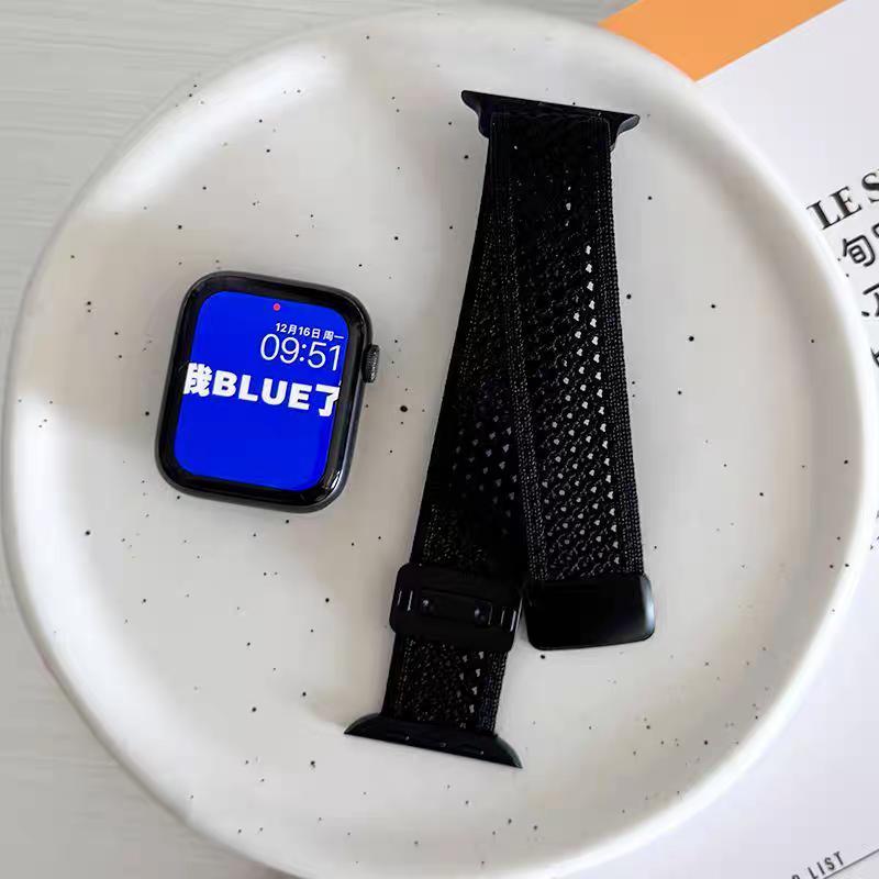 Nylon Woven Magnetic Watch Band For 49mm 46mm 45mm 44 42 41mm Men'S Women'S Knitted Nylon Watch Band for IWatch Series 10 9 8 7