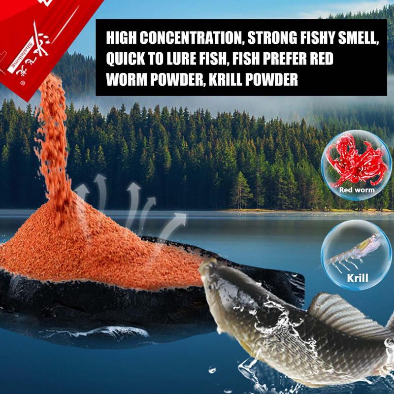 30G Bait Scent Fish Attractants Red Worm Scent Enhancer Powder Natural Powder Fish Bait Additive Highly Concentrated Fishing
