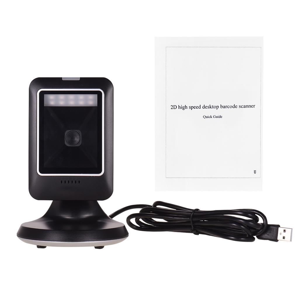 Desktop Barcode Scanner Wide Angle Lens USB Connection 1D 2D QR Scanning Reader for Mobile Payment