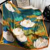 Women's Retro Fashion Mulberry Silk Feel Square Scarf - Summer Faux Satin, Sun Protection, 90cm