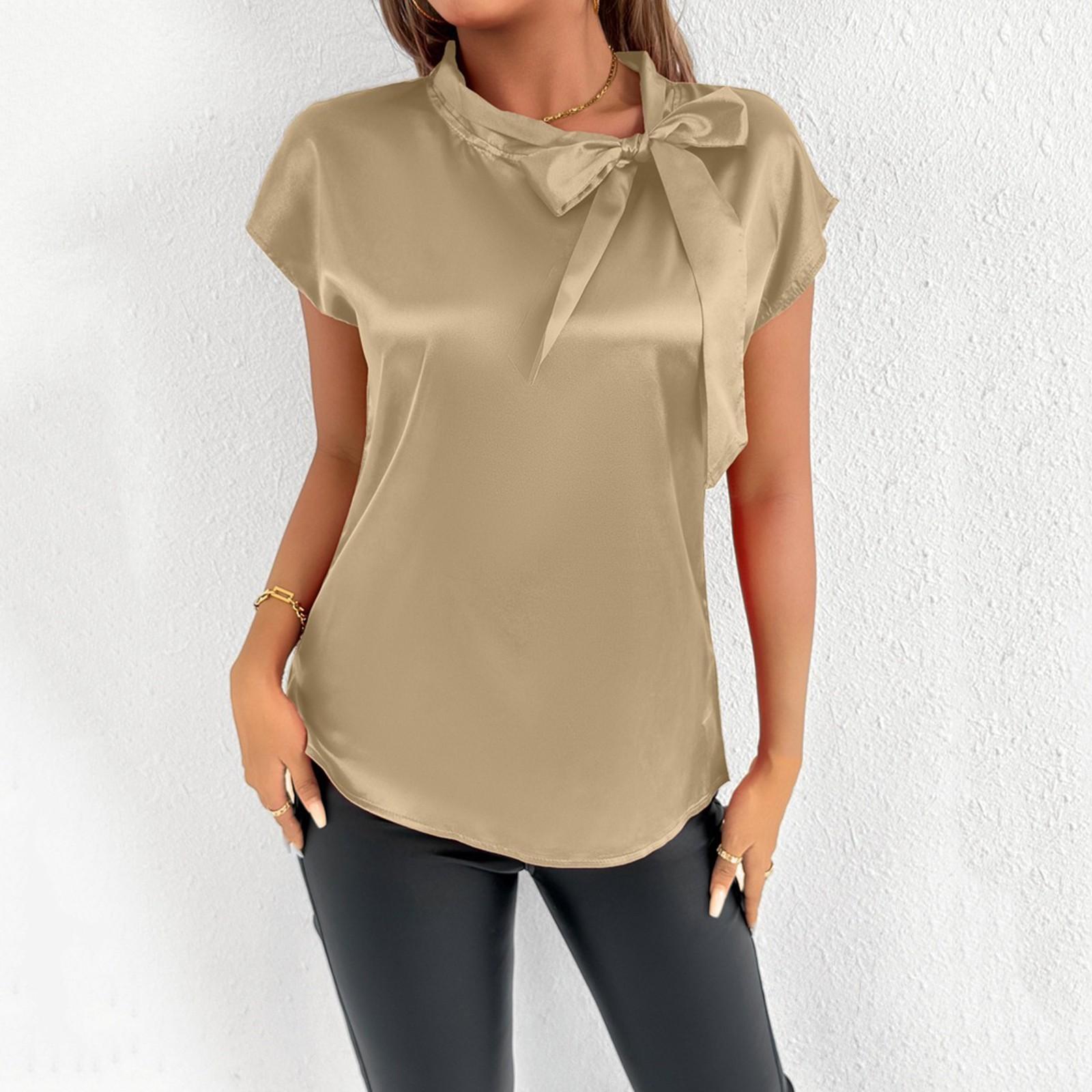 

Женская летняя модная футболка из искусственного шелка, однотонный атласный топ без рукавов XL жёлтый