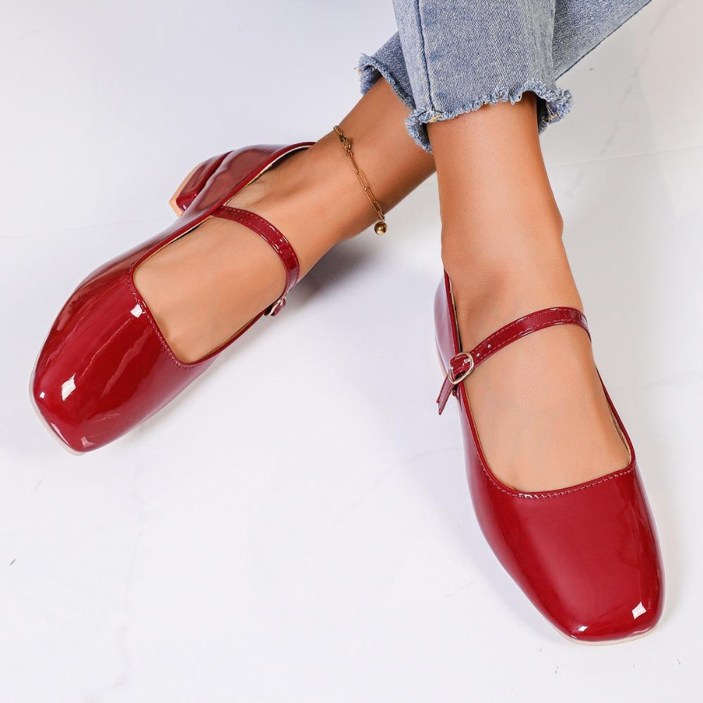 Fashion Mary Jane Shoes for Women New Fashion Medium Heeled Women Single Shoes Soft and Comfortable Red Ballet Shoes Zapatos De Mujer