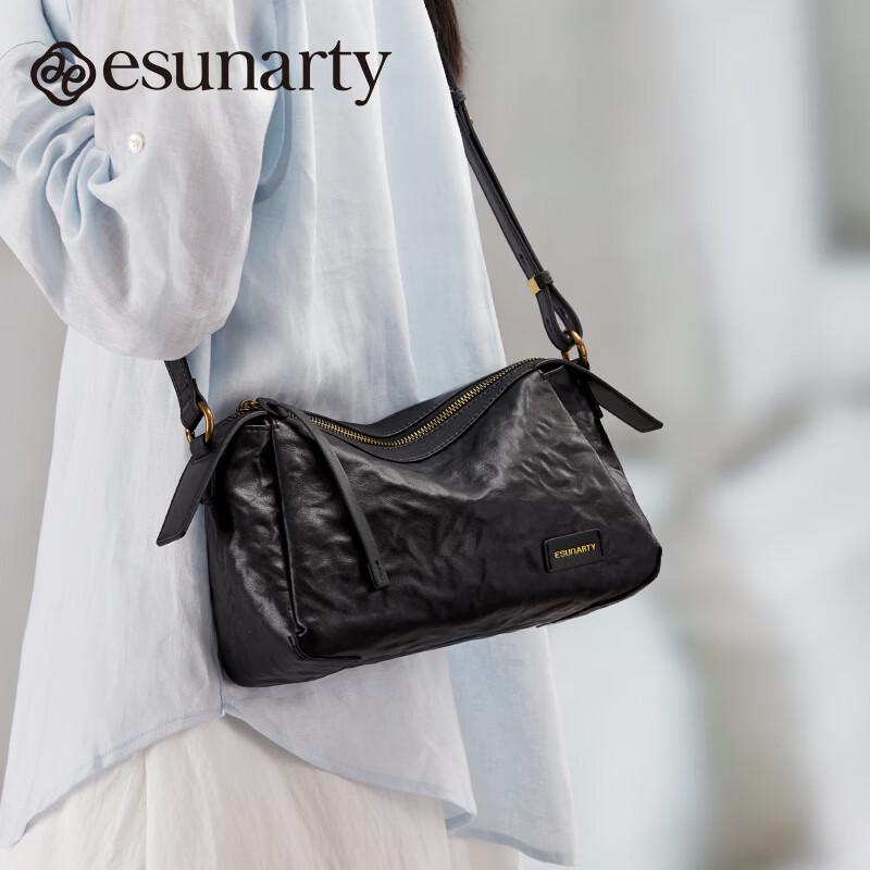 ESUNARTY Women s Genuine Leather Hobo Crossbody Shoulder Bag