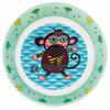 [R0631] - Assiette creuse mélamine 'Saperlipopette' vert bleu (singe Charlie) - 19x5 cm