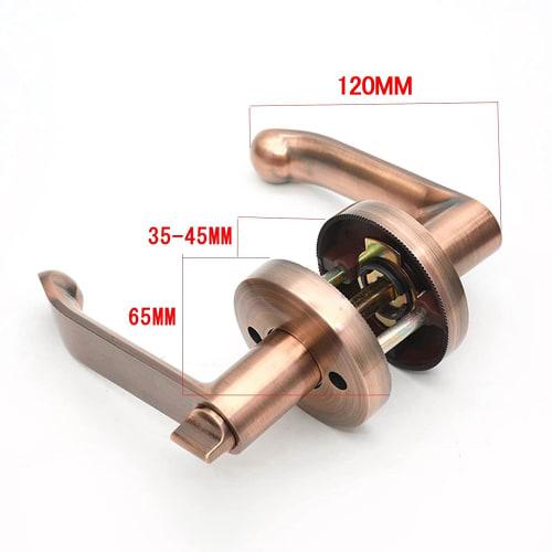 Solid Hardware Door Knob with Lock, for Indoor and Bathroom Use, Red Copper Lever Handle, Zinc Alloy Body, Three Keys, Suitable for Doors 30-50mm Thic