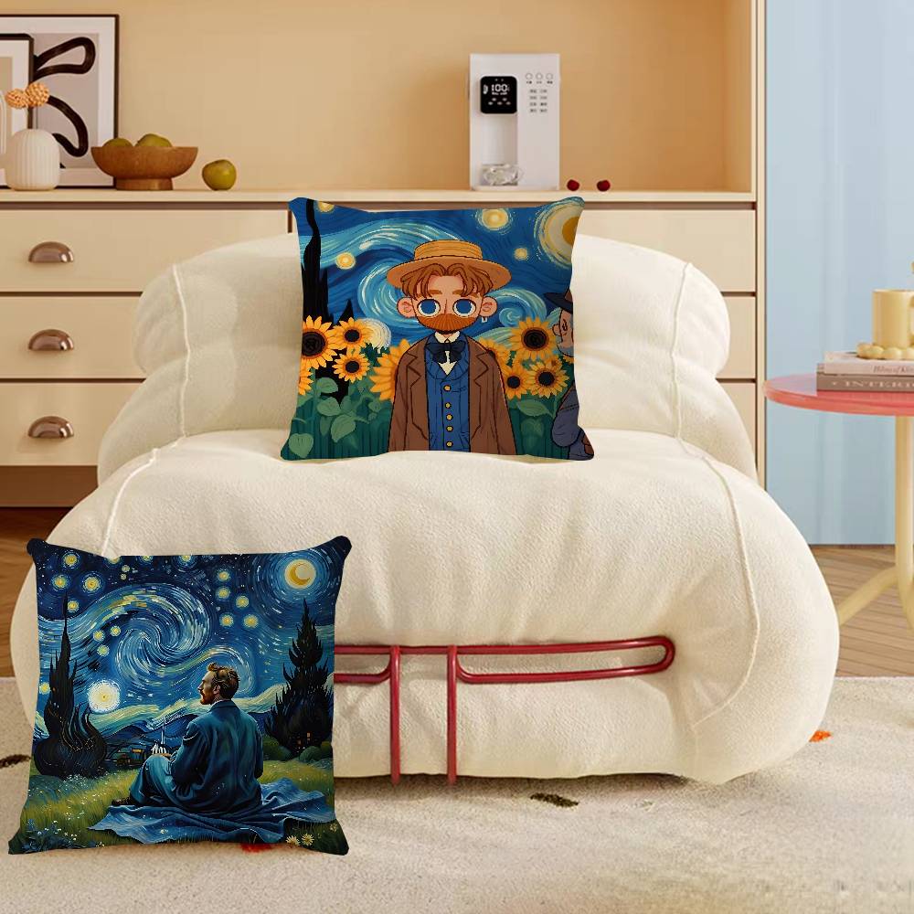 V-Van G-Gogh Pillow Anime Pillow Sofa Bed Head Pillow Cover Cushion Cover 45x45 Cm Fashion