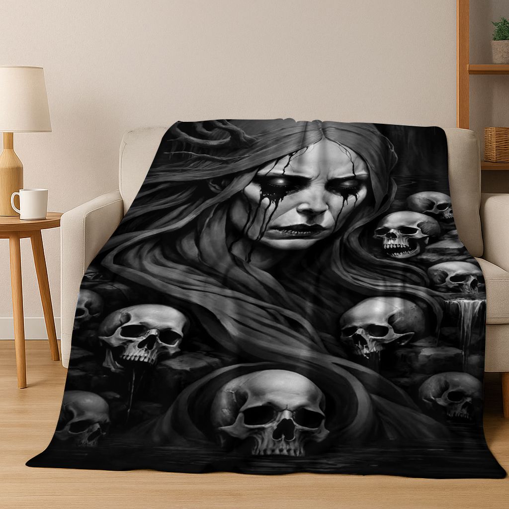 26 Style Terrifying Ghost Spirit Apparition Specter Gothic Flannel Blanket,Cozy Soft Throw Blanket for Home Bedroom Bed Sofa