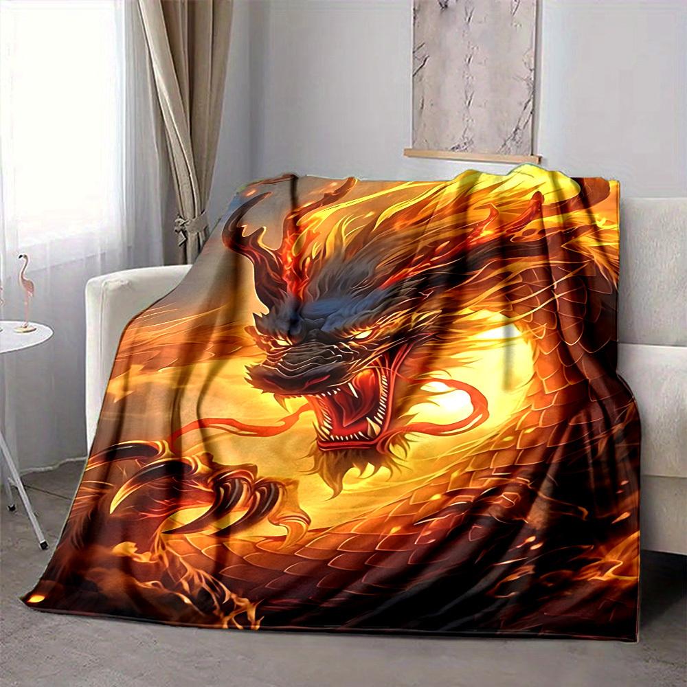 1pc Fire Dragon Blanket Lightweight Blanket Throw Blanket For Sofa, Bed, Travel, Camping, Livingroom, Office yy251010084