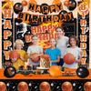 28PCS Basketball Birthday Party Decorations for Boy Basketball Birthday Banner Balloons and Basketball Birthday Porch Door Banner Backdrop Tablecloth