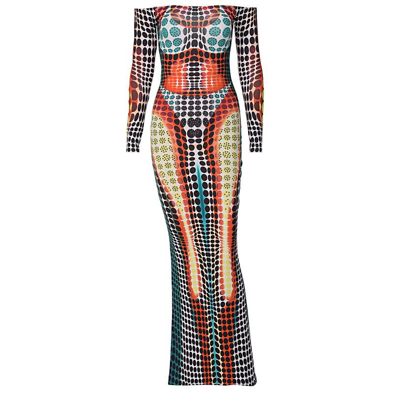 

QICED Весеннее женское платье с иллюзией и однотонным воротником, с длинными рукавами и тонкой юбкой L