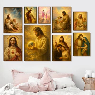 Frischvermählte Jesus Katholische Poster Klassisch Beten Motivierend Geist Moderne Drucke Leinwand Wandkunst Bild Zuhause Wohnzimmer Dekoration