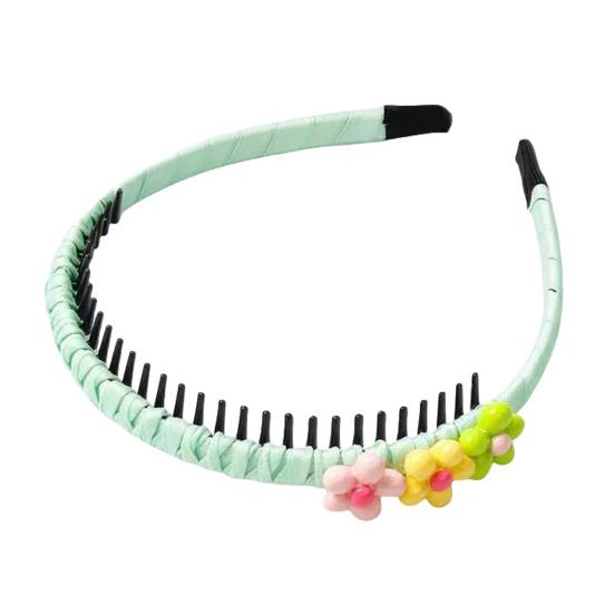

Baby Headband Anti-Slip Toothed Comb Soft 3D Heart Flower Decoration Hair Hoop Toddler Hair B зелений