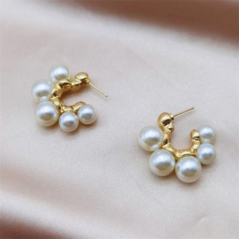 New Fashion C-shaped Large Pearl Earrings  for Women Girl Gift Jewelry Wholesale