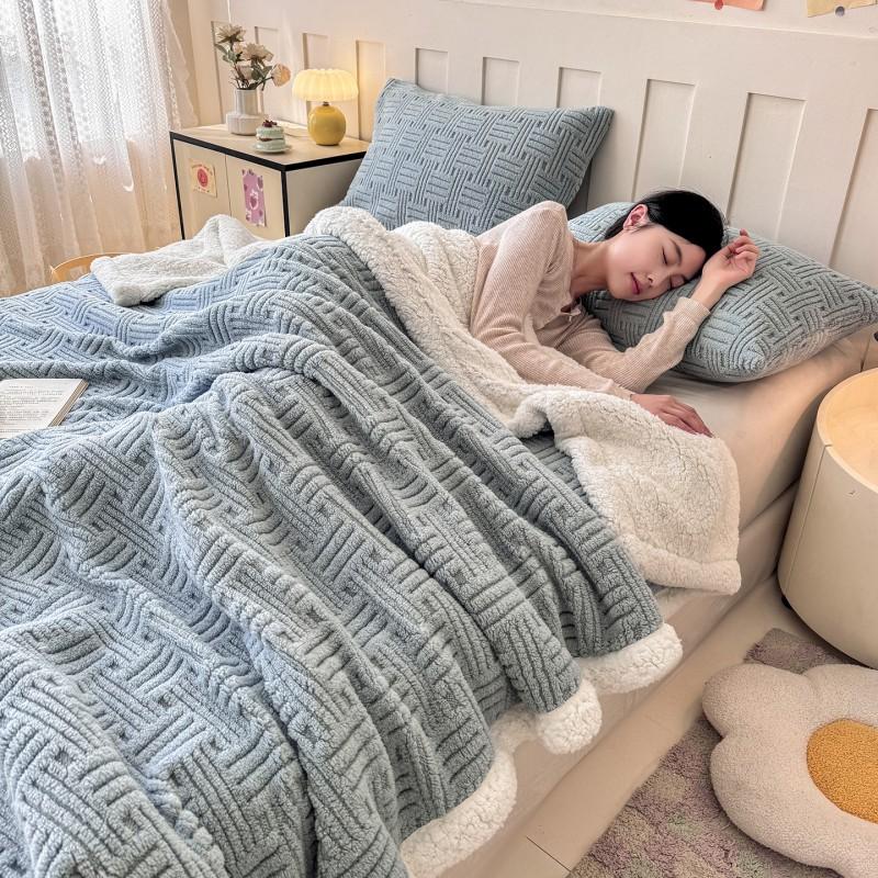 Soft Plush Throw Blanket Sofa Bed Office Nap Winter Warm Fleece Double-Sided Microfiber Velvet