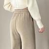 Winter Verdicken Lamm Wolle Warme Hosen Frauen Casual Elastische Hohe Taille Vintage Breite Bein Hosen Neue Design Chic Lose Oberbekleidung Hosen