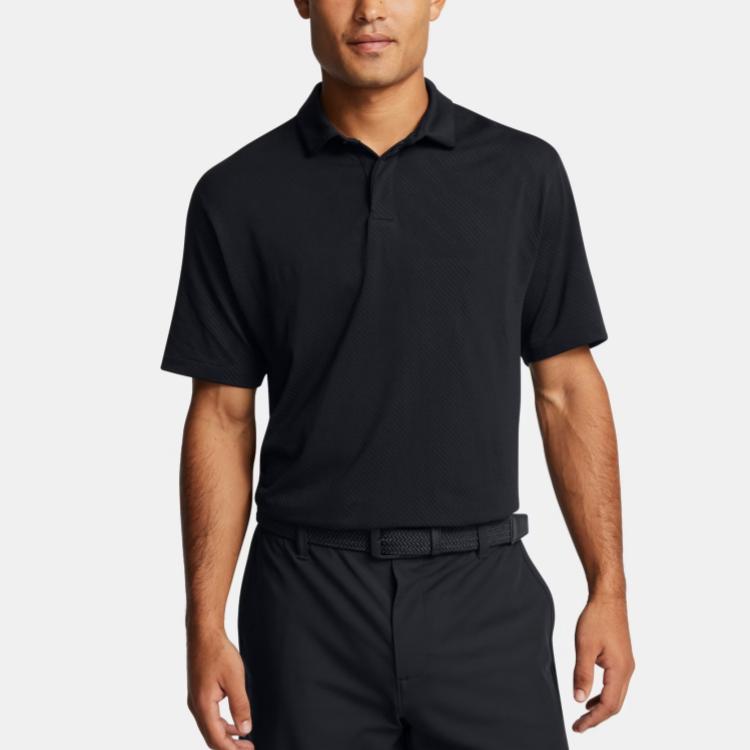 Under Armour Tour Tips Seamless Solid Color Casual Comfortable Soft Breathable Golf Polo Shirt Men tops Black 1387129-001