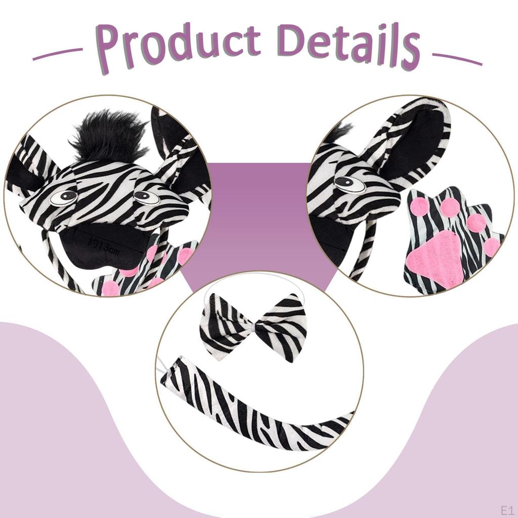 Uszy Zebry Muszka i Ogon Akcesoria Kostiumowe Zwierzęce Rekwizyty Filmowe