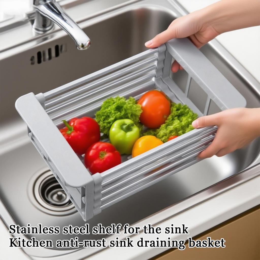 Stainless Steel Thickened Retractable Sink Drainer Rack