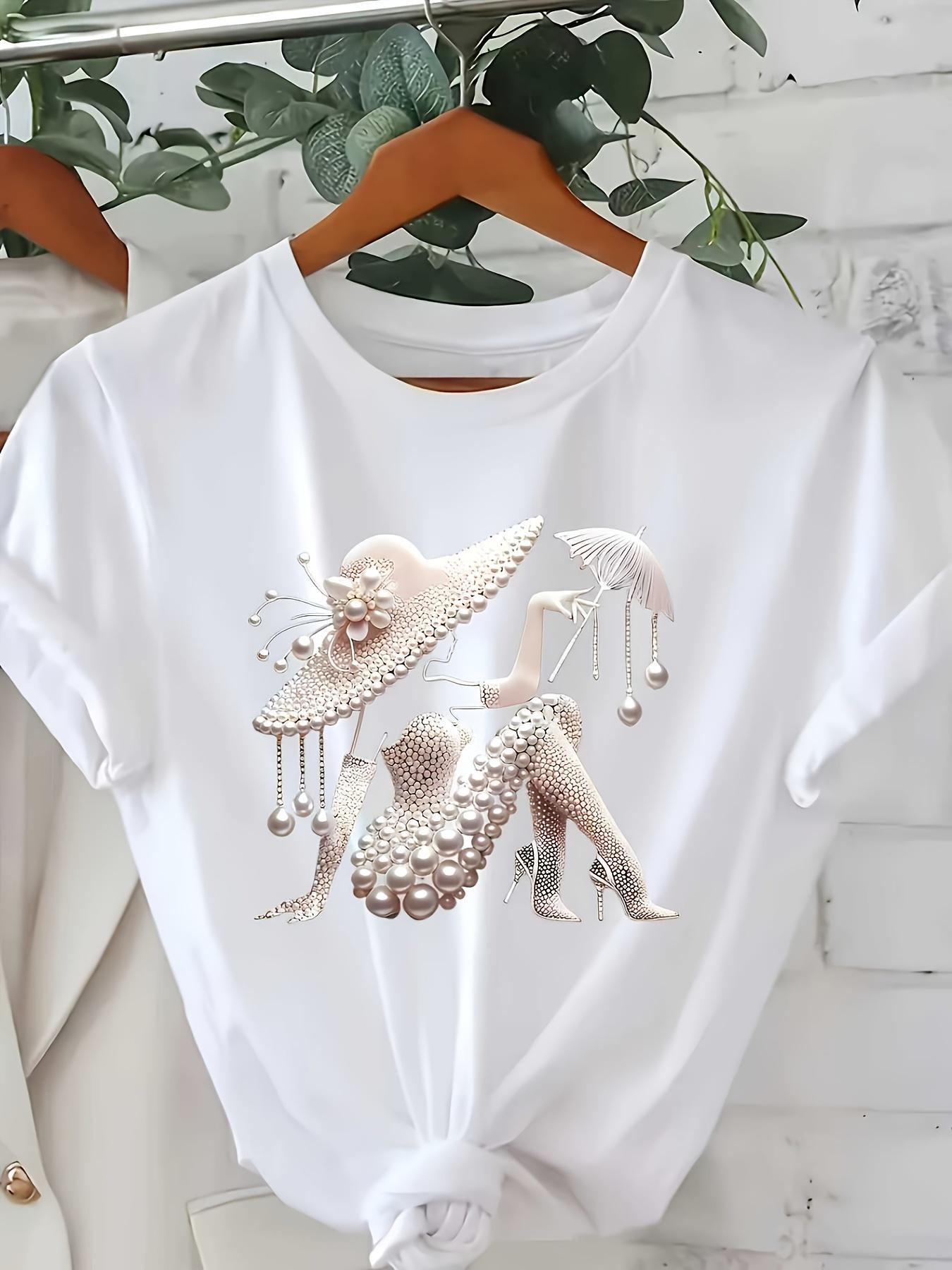 

Print Tshirt Short Sleeve Crew Neck Leisure Tshirt For Spring Summer Womens Clothing S