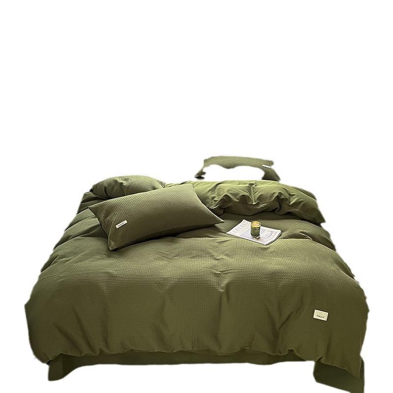 Class A Cotton Waffle Weave Luxury Bedding Set: Duvet Cover, Bed Sheet, & Pillowcases