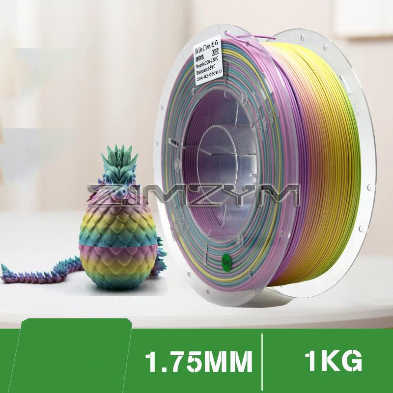3D-skrivare Filament PLA 1,75 mm Silkesfilament PLA Regnbågsfärgad 3D-utskrift Plastmaterial Flerfärgad