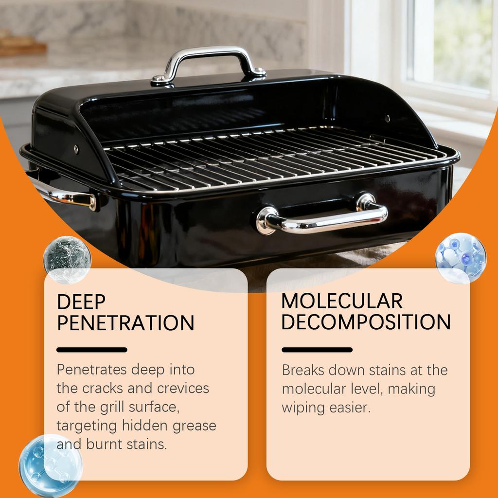 Grillreiniger Spray Für BBQ Ofen Herd Fettentferner Heavy Duty Entfetter Eingebranntes Fett Angebranntes Essen Außen Innen 100ml