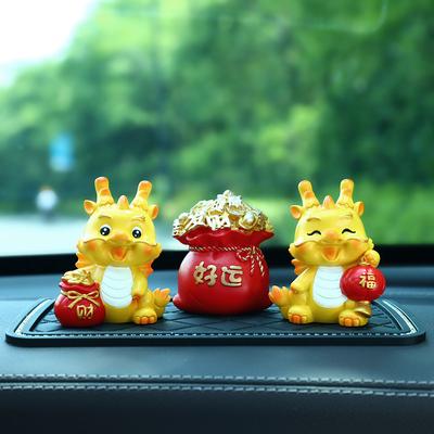 2024Chinese New Year Dragon Statue Car Dashboard Decor Home Desktop Ornament Mascot Dragon Resin Crafts New Year Decor Gifts