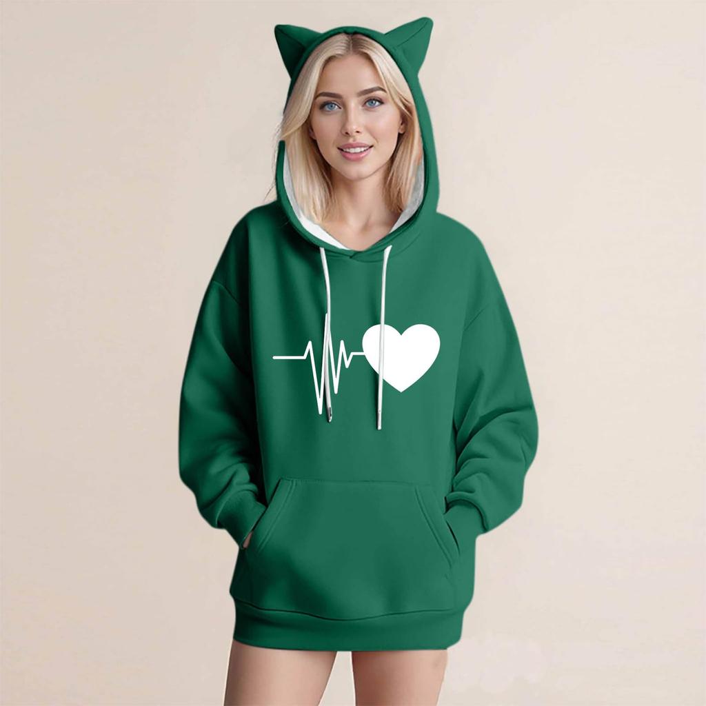 Women's Fashion Casual Long Sleeve  Hooded Sweatshirt Tops