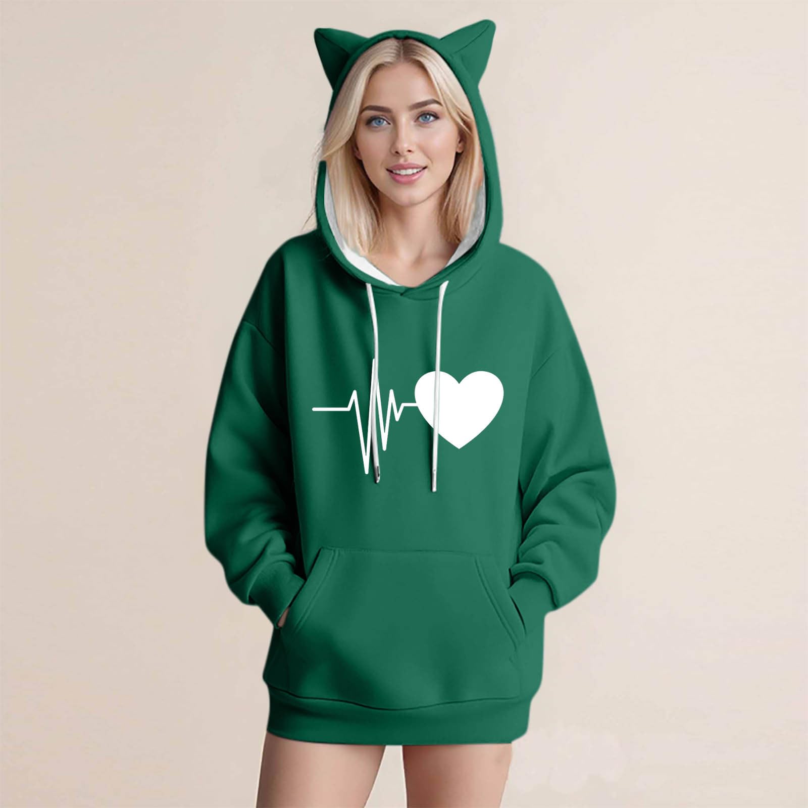 

Women s Fashion Casual Long Sleeve Hooded Sweatshirt Tops XL