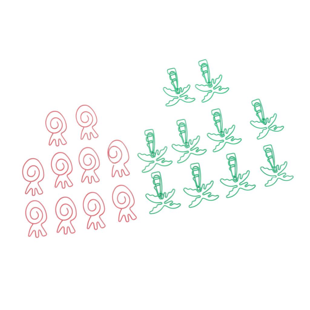 100pcs Paper Clips Portable Mini Electroplating Green Tree Pink Strawberry Shape Metal Paper Clips for Office