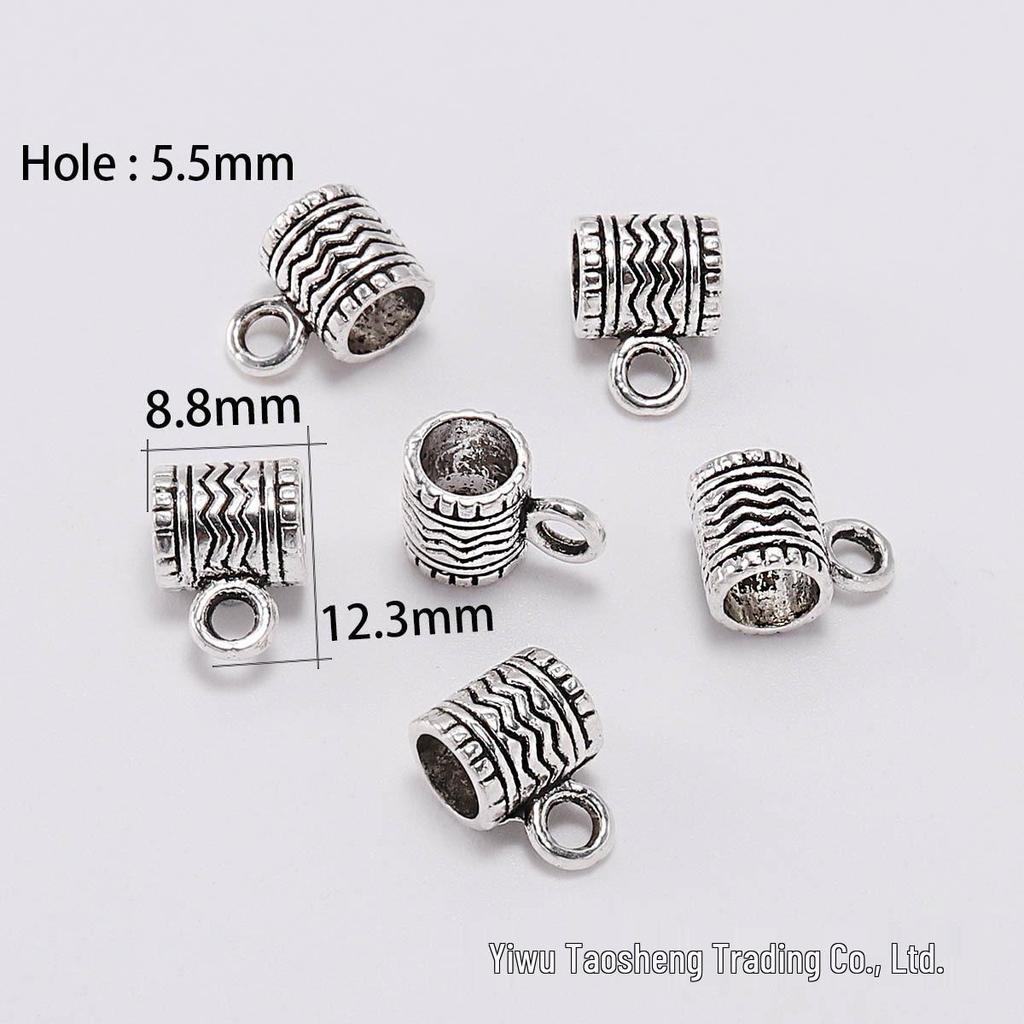DIY šperky doplňky: Starožitné stříbrné distanční korálky s velkým otvorem pro náramky Pandora a trojcestné náhrdelníky - Sada 20 kusů.