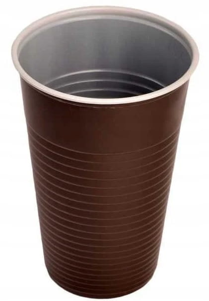 Plastic cups for hot drinks, 12 pieces, 200 ml, brown, disposable